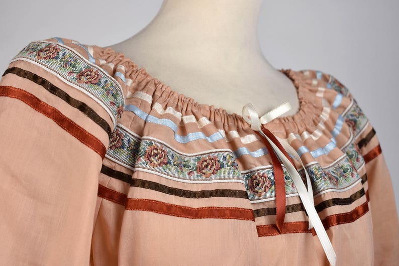 Dusty Peach Fiesta Dress with Floral Ribbon Top and Skirt Combo