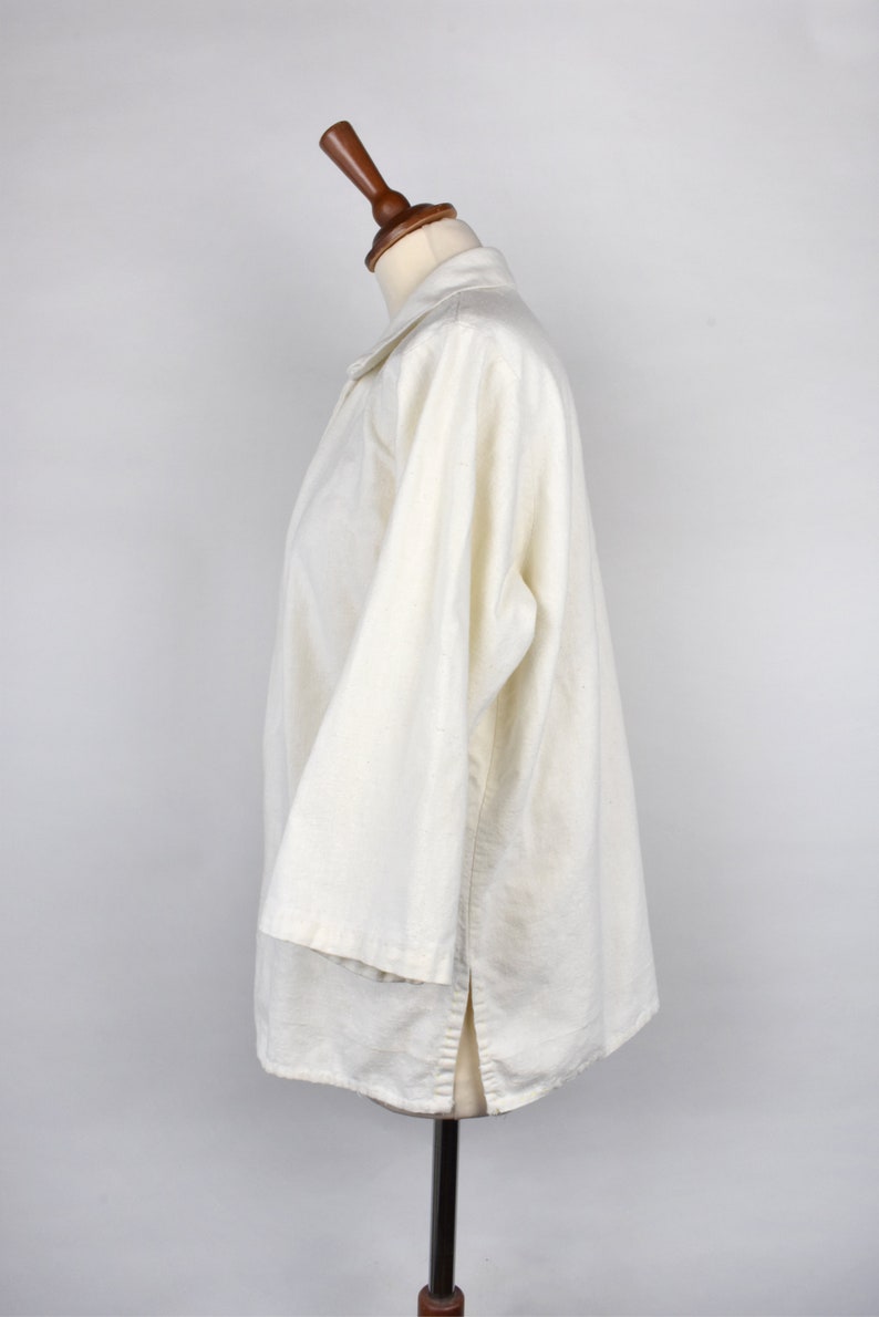 Vintage Mexican-Style Canvas Top with V-Neck
