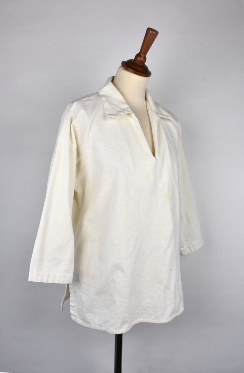 Vintage Mexican-Style Canvas Top with V-Neck