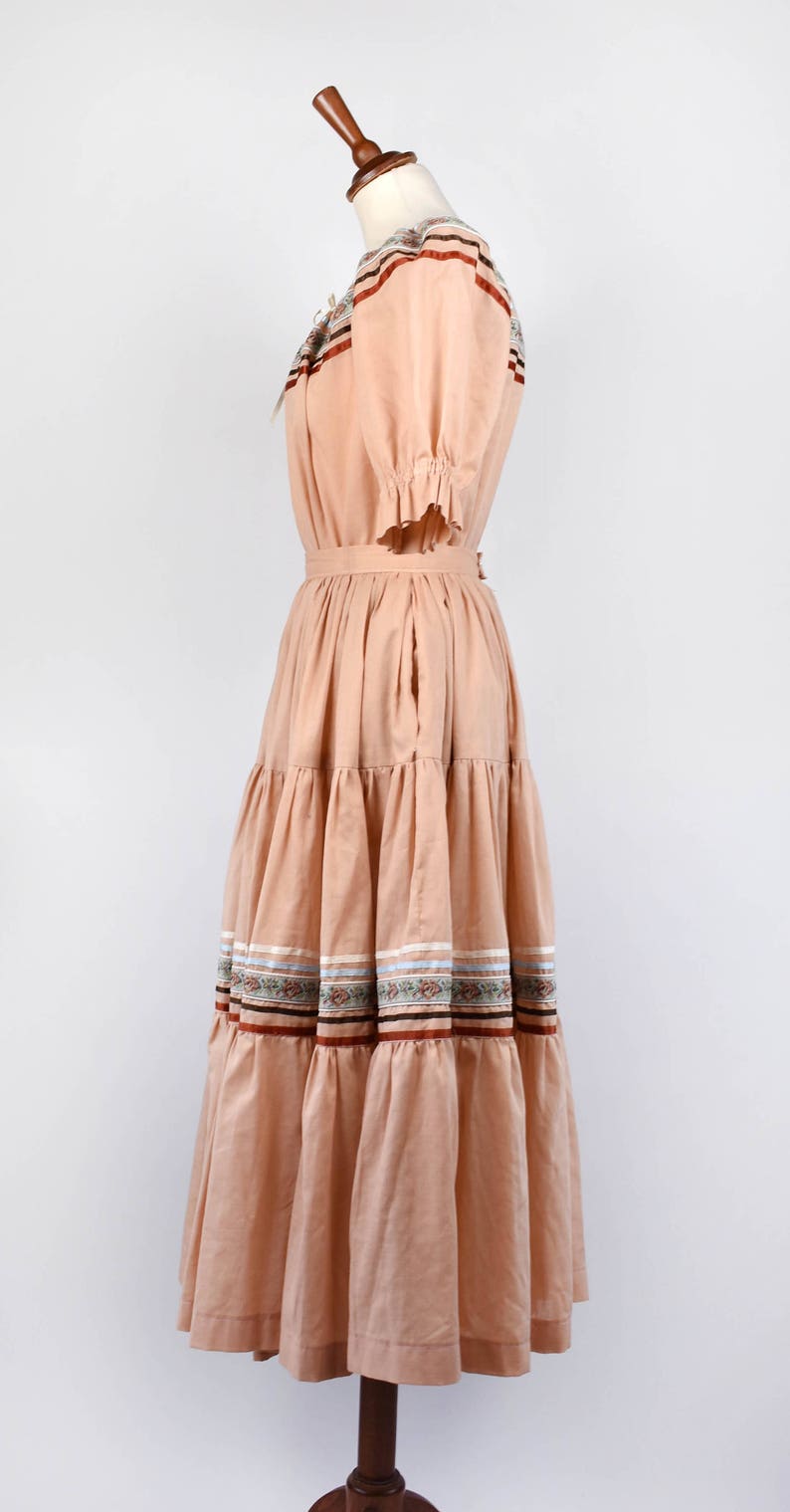 Dusty Peach Fiesta Dress with Floral Ribbon Top and Skirt Combo