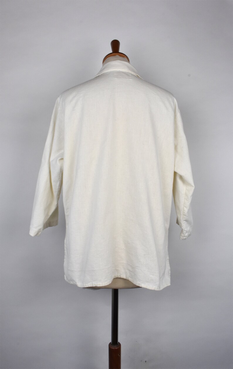 Vintage Mexican-Style Canvas Top with V-Neck