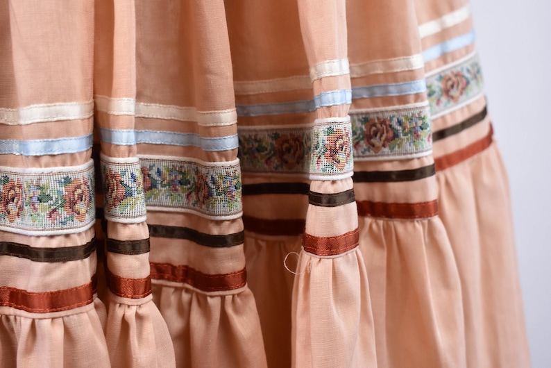 Dusty Peach Fiesta Dress with Floral Ribbon Top and Skirt Combo