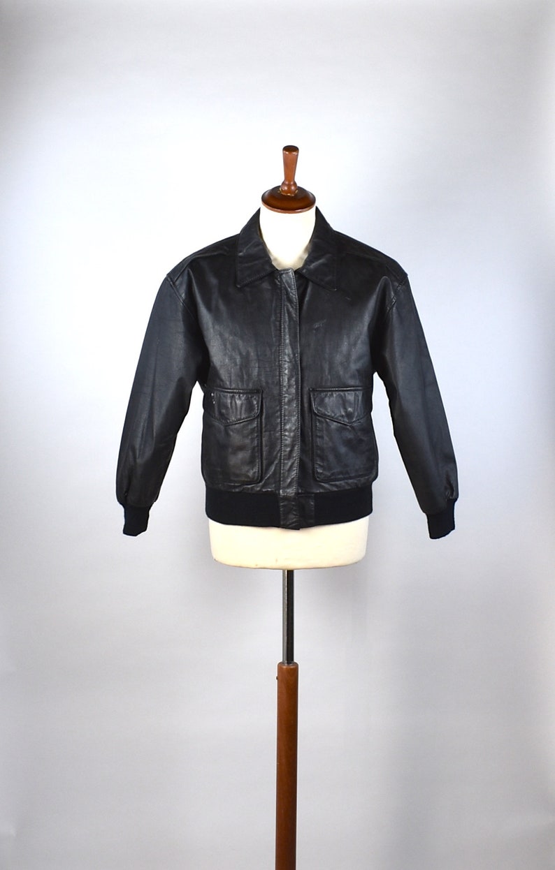 Black Leather Er Jacket By Avanti Size Small