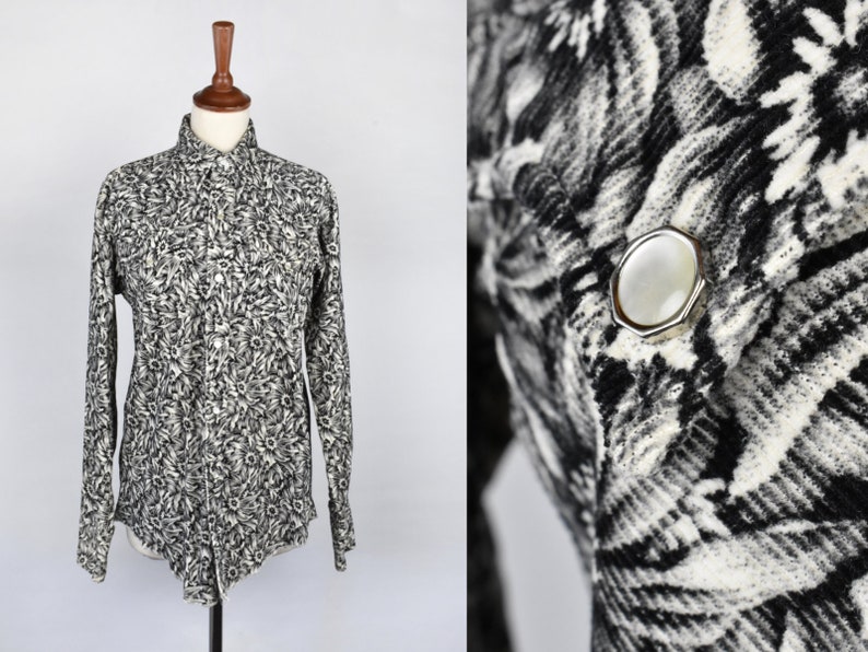 Floral Corduroy Pearl Snap Western Shirt Cowgirl Blouse