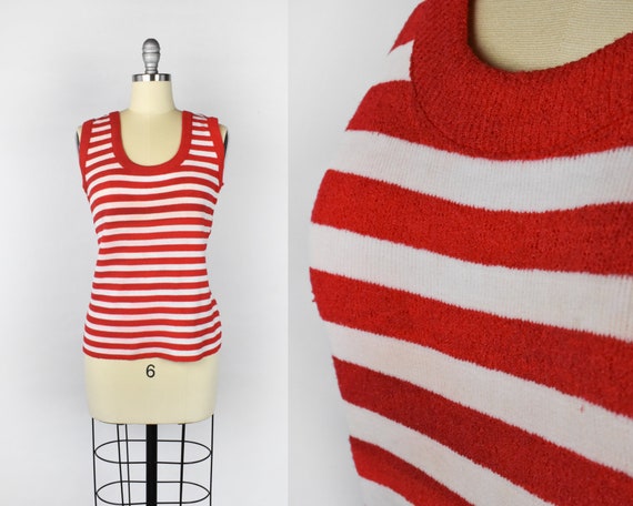 Red White Striped Tank Top Etsy