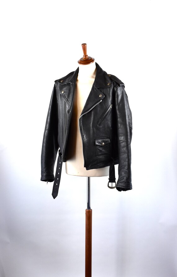 Harley Davidson Leather Motorcycle Cruiser Jacket With Embossed Eagle Size 40 Made In The Usa