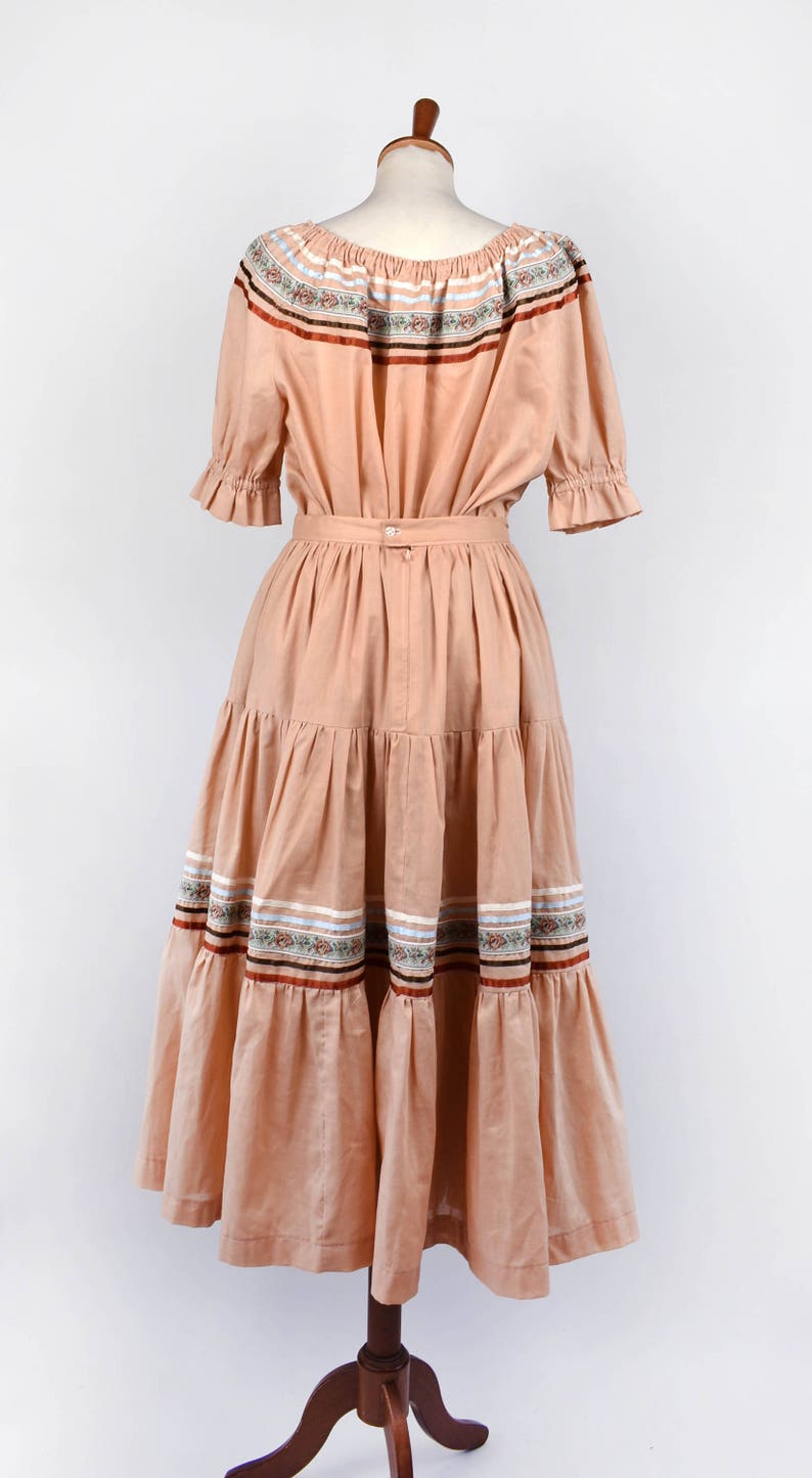 Dusty Peach Fiesta Dress with Floral Ribbon Top and Skirt Combo