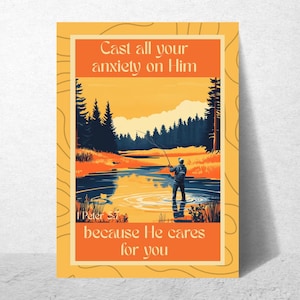 1 Peter 5:7- Cast all your anxiety on Him -Bible Verse Wall Art- Christian Wall Art - Christian Poster -Bible Poster -Minimalist-Quote-Print