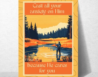 1 Peter 5:7- Cast all your anxiety on Him -Bible Verse Wall Art- Christian Wall Art - Christian Poster -Bible Poster -Minimalist-Quote-Print