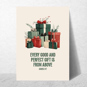 James 1:17 - Every Good and Perfect Gift - Bible Verse Wall Art- Christian Wall Art - Christian Poster -Bible Poster -Minimalist-Quote-Print