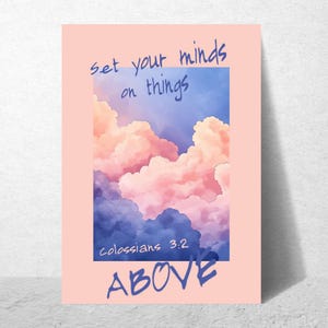 Colosenses 3:2 - Concentraos en las cosas - Arte mural con versículos bíblicos - Arte mural cristiano - Póster cristiano - Póster bíblico - Impresión de citas minimalistas