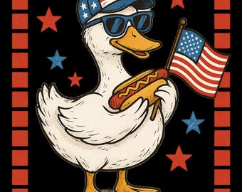 Patriotic Goose 4th July PNG: Boy Independence Day Design (Digital Download)