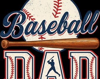 Retro Baseball Dad PNG: Shirt Design (Digital Download)