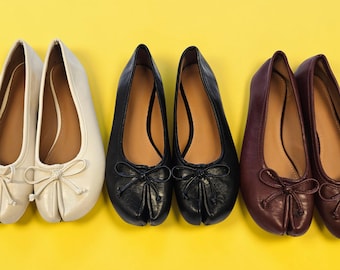 Tabi Ballet Flats Handmade Shoes Women's Mary Janes Split Vintage Tabi Shoes Toe Tabi Footwear Ballerina Flats black white burgundy