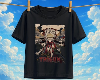 Vash the Stampede T-Shirt, Retro Bootleg Anime Style, 90s Japanese Streetwear