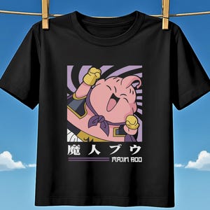 Majin Buu T-Shirt, Retro Bootleg Manga Style, 90s Japanese Anime Streetwear