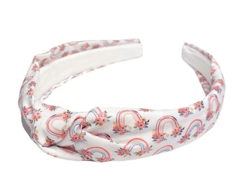 Floral Rainbow Headband, Knotted Headband, Fabric Headband, Ladies Headband, Rainbow Headband, Toddler Headband, Girls Knot Headband