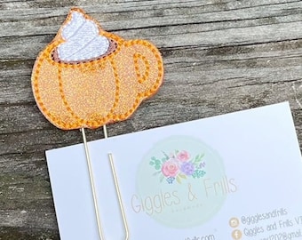 Pumpkin Spice Latte Planner Clip, Fall Planner Clip, Planner Accessories, Fall Bookmarks, Glitter Planner Clip, Autumn Planner Paper Clip