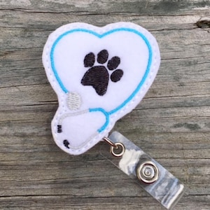 Bobina del distintivo del veterinario, bobina del distintivo, Vet Badge Reel retrattile Badge Reel, ID Badge, Vet Tech Badge Reel, cucciolo zampa ID Badge Reel