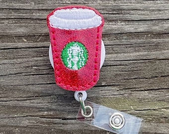 Starbucks Red Cup Badge Reel, Coffee Badge Reel, Christmas Badge Reels, Retractable Badge Reel, Holiday Badge Reel, Nurse Badge Reel