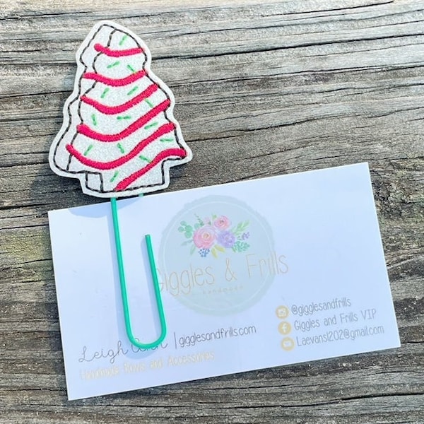 Christmas Tree Cake Planner Clip, Christmas Planner Clip, Holiday Planner Clip, Journal Paper Clip, Planner Paper Clip, Felt Bookmarks