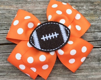 Orange and White Football Hair Bow, Tennessee Vols Hair Bow, Girls Hair Bows, Tennessee Football Bow