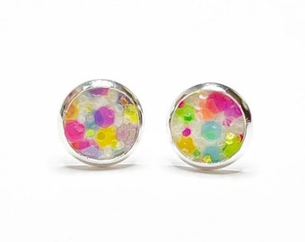 Neon Glitter Earrings, Ladies Stud Earrings, Sparkly Stud Earrings, Toddler Earrings, Colorful Earrings, Glitter Stud Earrings, Summer Studs