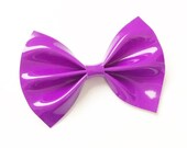 Neon Purple Bow Purple Patent Bow Fluorescent Purple Bow Etsy