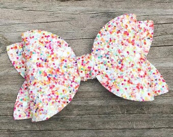 Rainbow Glitter Bow, Birthday Bow, Colorful Glitter Sprinkles Bow, Toddler Hair Bow, Glitter Bow, Rainbow Sprinkles Glitter Bow, Girl Bows