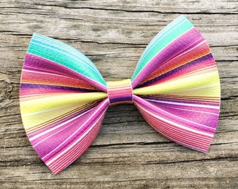 Serape Bow, Fiesta Hair Bow, Cinco de Mayo Bow, Faux Leather Bows, Colorful Striped Bow, Serape Hair Bow, Toddler Hair Bow, Serape Headband