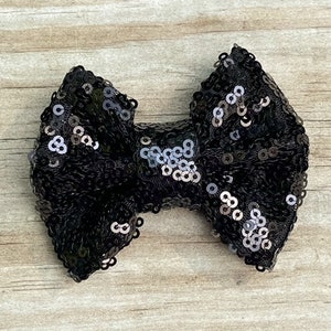 Black Hair Bow, Sparkly Black Bow, Toddler Hair Clip, Basic Black Hairbow, Black Baby Headband, Girls Black Barrette, Solid Black Bow