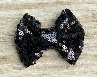 Black Hair Bow, Sparkly Black Bow, Toddler Hair Clip, Basic Black Hairbow, Black Baby Headband, Girls Black Barrette, Solid Black Bow