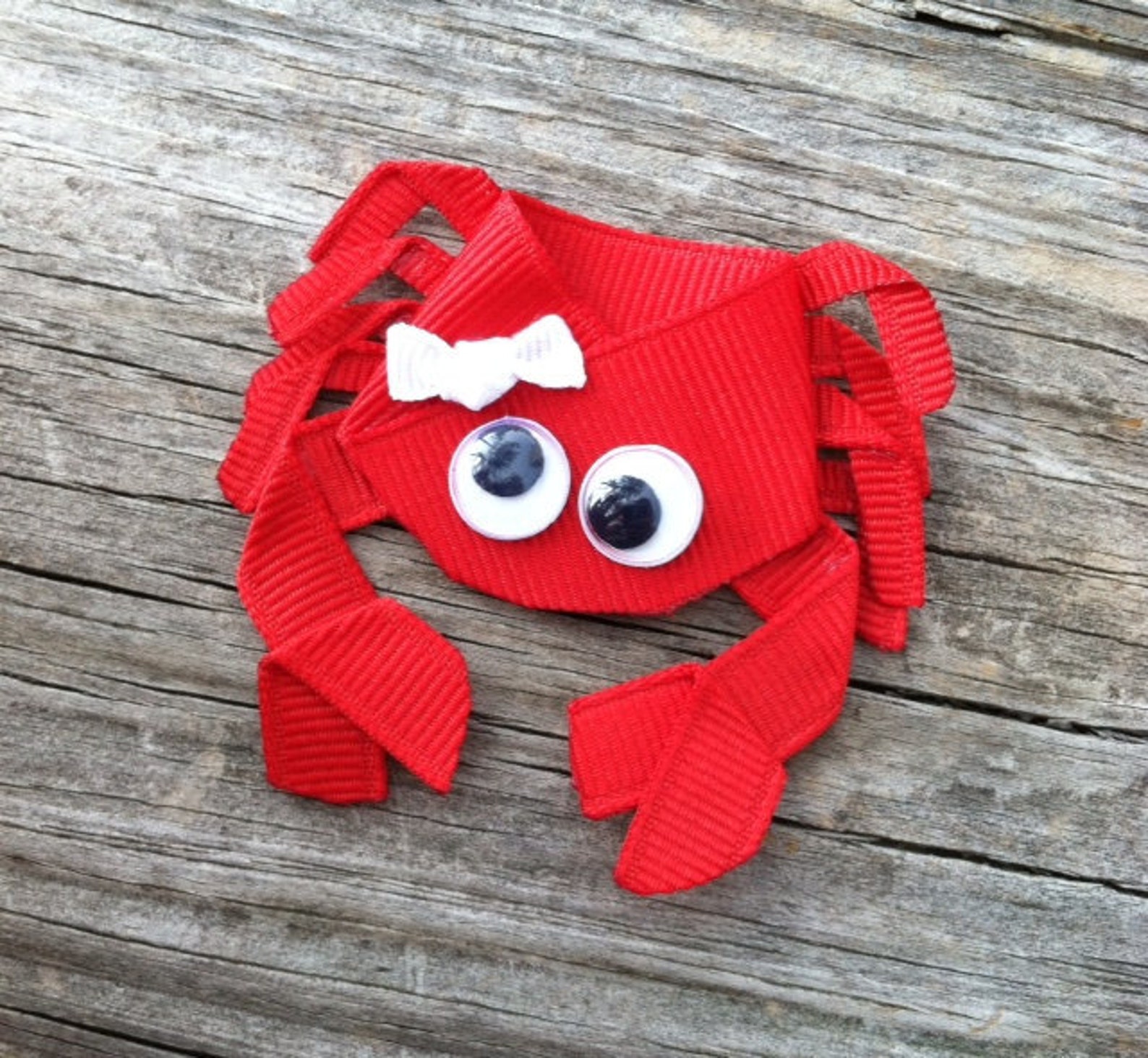Crab Hair Clip Crab Ribbon Hair Clip Ocean Animal Hair Clip Etsy