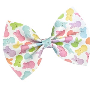 Peep Hair Bow, Easter Hair Bow, Marshmallow Bunny Bow, Colorful Peeps Bow, Toddler Bow, Easter Hair Clip, Easter Bunny Bow, Leather Bows