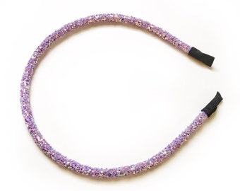 Lavender Glitter Headband, Purple Headband, Sparkly Headbands, Girl Headband, Thin Glitter Headband, Girls Lavender Headband, Glitter Bow