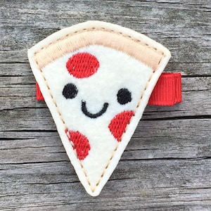 Pizza Haarspange, Pepperoni Pizza Haarspange, Filz Haarspange, Pizza Party Haarspange, Kleinkind Haarspange, Mädchen Haarspange, Pizza Stück Haarspange