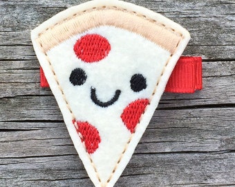 Pinza para el cabello con forma de pizza, pinza para el cabello con forma de pizza de pepperoni, pinza para el cabello con forma de fiesta de pizza, lazo para el cabello con forma de comida chatarra, accesorio para el cabello de niña pequeña