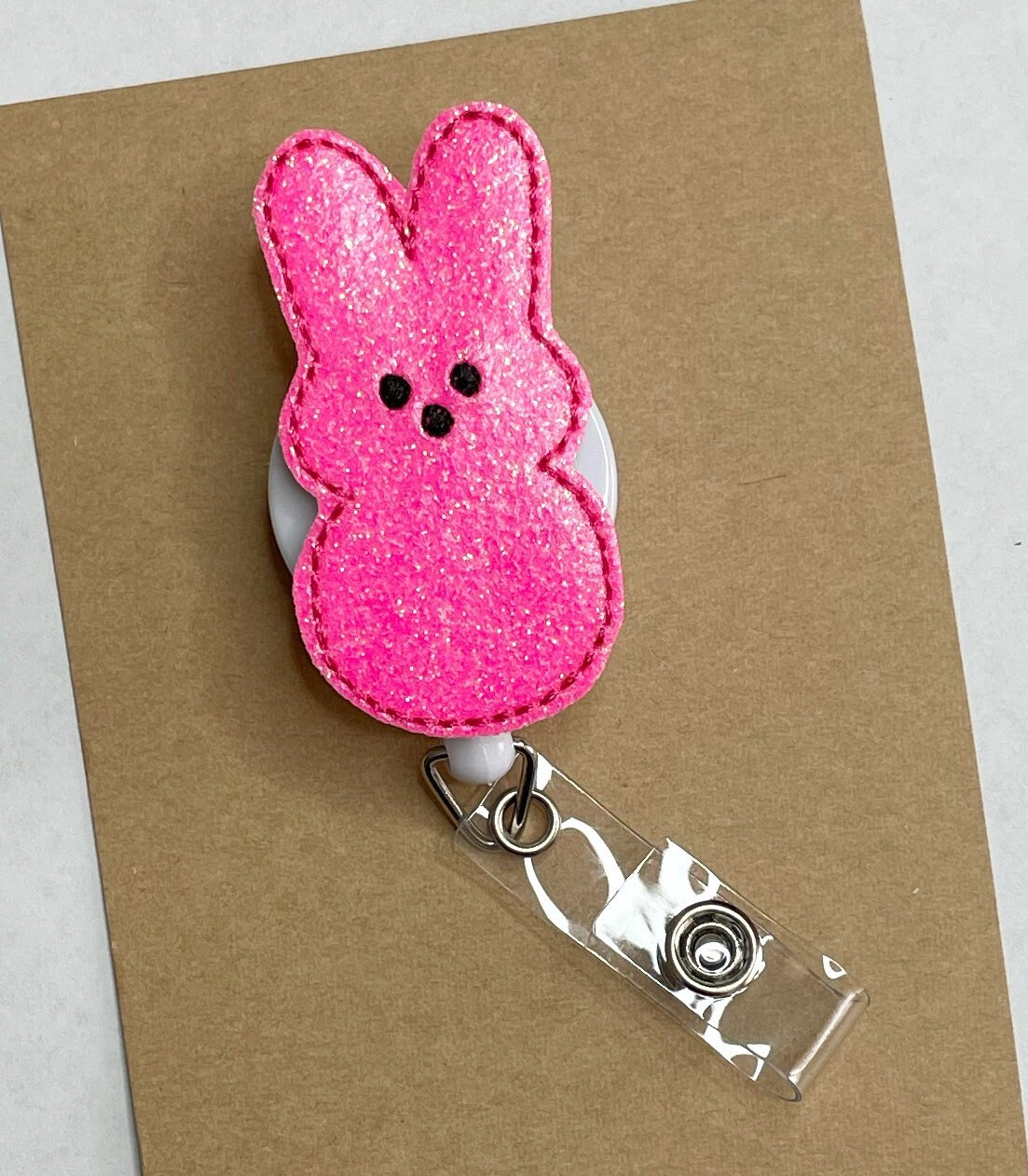 Peep Badge Reel, Marshmallow Bunny Badge Reel, Easter Badge Reel