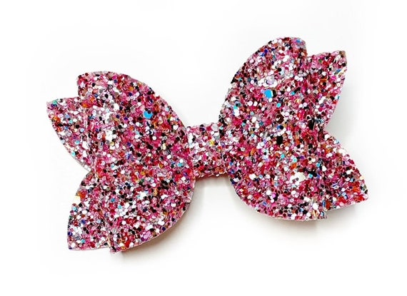 Fiocco glitter rosa, fiocco rosa scintillante, fiocco per bambini, fiocchi  glitter, fiocco rosa per ragazze, molletta glitter, clip glitter rosa, fiocco  rosa multicolore -  Italia