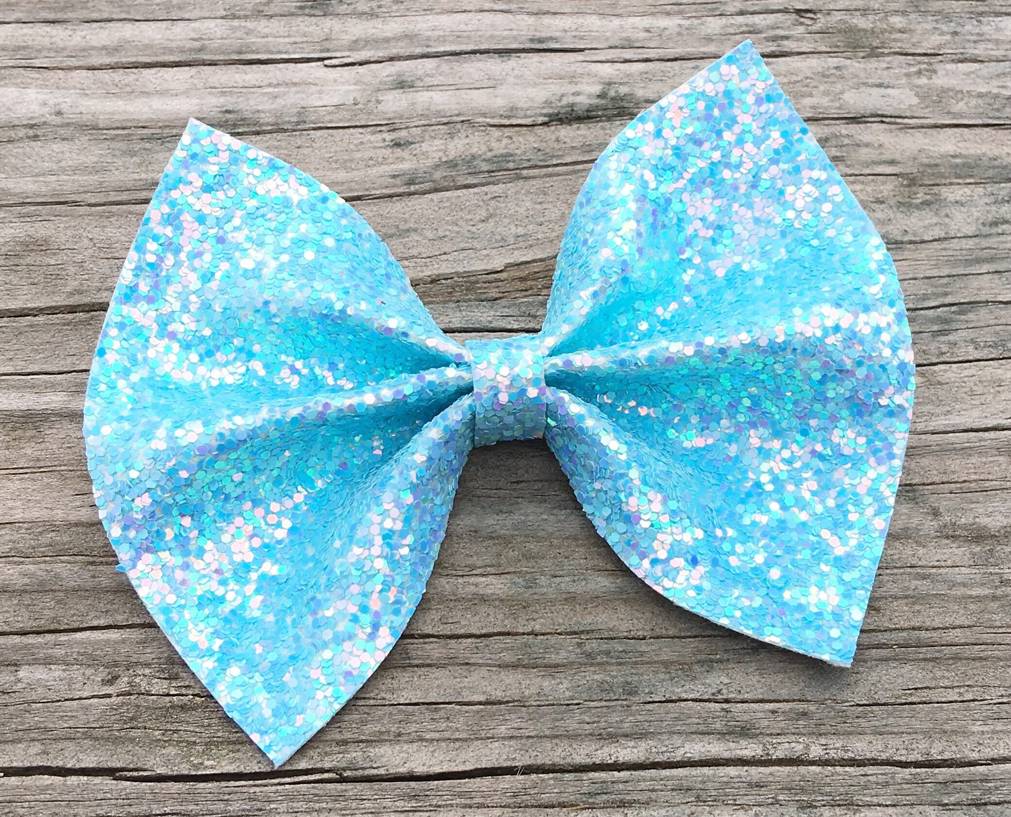 Pastel Sky Blue Glitter Hair Bow