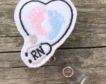 Nurses Badge Reel, Badge Reel, Baby Feet Badge Reel, RN Retractable Badge Reel, ID Badge, Doctors Badge Reel, Maternity Badge Reel