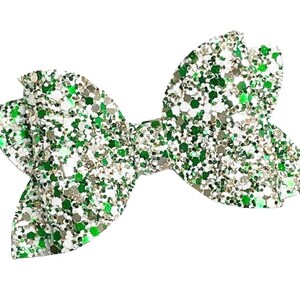 Green and Gold Glitter Bow, St Patrick&#39;s Day Hair Bow, St Patty&#39;s Day Bow, Sparkly Green Bow, Glitter Hair Bow, Toddler Hair Bow, Girls Bows