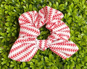 Baseball Scrunchie, Baseball Hair Tie, Girls Baseball Bow, Baseball Hair Accessory, Ponytail Holder, Baseball Hair Bow, Sports Hair Tie