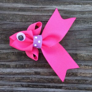 Hot Pink Fish Hair Clip, Tropical Fish Hair Bow, Beach Hair Bows, Summer Hair Accessories, Toddler Hair Clips