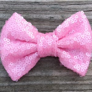 Pink Sequin Bow, Bubblegum Pink Hair Bow, Light Pink Hair Clip, Sparkly Pink Hairbow, Baby Pink Sequin Hair Clip
