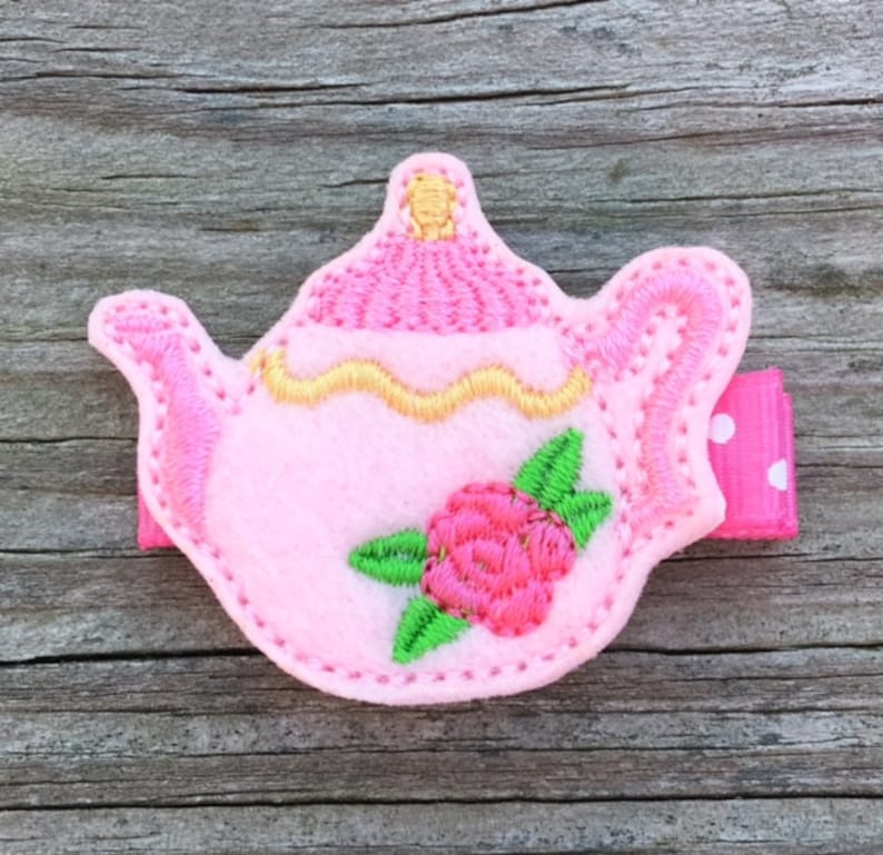 Teapot Hair Clip Felt Hair Clips Tea Party Hair Clip Teapot Etsy