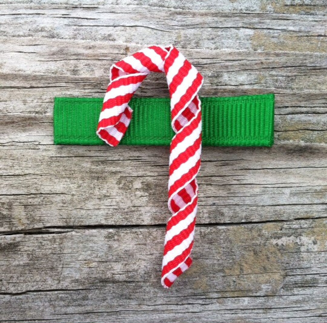 Candy Cane Ribbon Sculpture Hair Clip Candy Cane Hair Clip Etsy