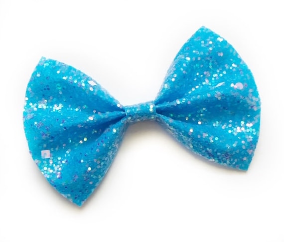 Neon Blue Glitter Bow Neon Blue Bow Bright Blue Bow Neon - Etsy