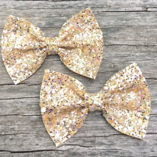 Gold Pigtail Bows, Piggie Bows, Gold Glitter Bow, Gold Pigtail Set, Glitter Hair Bows, Toddler Hair Bow, Gold Piggie Bows, Glitter Pigtails