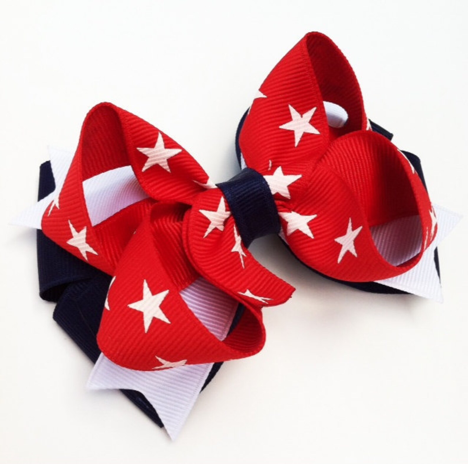 4th of July Hair Bow Red White and Blue Layered Hair Bow Etsy